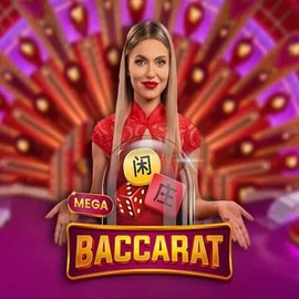Mega Baccarat online game logo by Pragmatic Play on oranje-palacecasino.co.nl